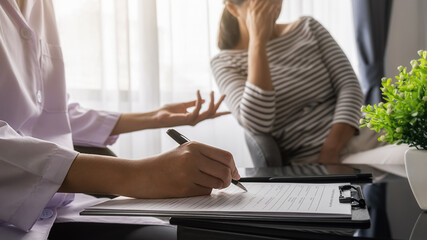 Psychiatrist or professional psychologist consulting on diagnostic examination disease or mental...