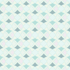 Seamless pattern. A texture composed of four-sided abstract shapes. Green, blue, gray, pink. Editable.