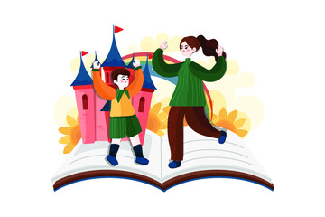 Mother�s Day Illustration concept. Flat illustration isolated on white background.