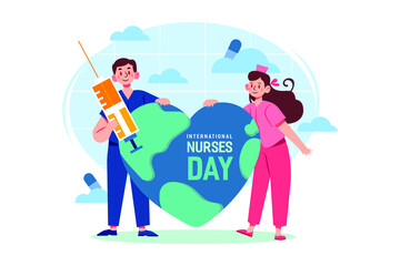 International Nurses Day Illustration concept. Flat illustration isolated on white background.