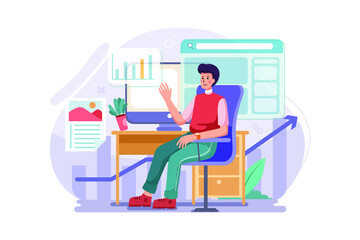 SEO Specialist Illustration concept. Flat illustration isolated on white background.