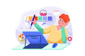 Designers Illustration concept. Flat illustration isolated on white background.