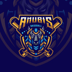 Anubis Mascot Logo Design Illustration For Baseball Club