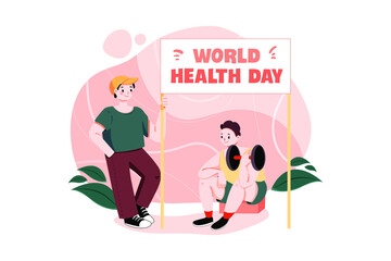 World Health Day Illustration concept. Flat illustration isolated on white background.