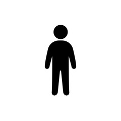 Simple man or person silhouette solid black line icon. Trendy flat isolated symbol sign can be used for: illustration, outline, logo, mobile, app, emblem, design, web, dev, site, ui, ux. Vector EPS 10