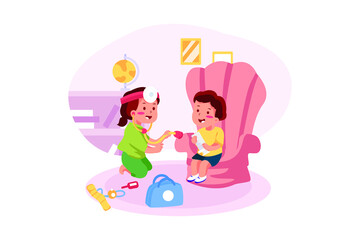 Mother with Kids Illustration concept. Flat illustration isolated on white background.