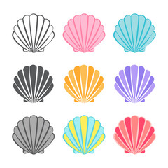 seashell, shell ,shellfish vector illustration and line icon