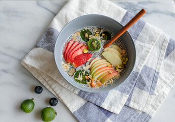 Delicious and healthy homemade dessert / Chia Seed Fruits Pudding / Good compliment for after breakfast or lunch meal, full of healthy goodness fortified with vitamins and minerals