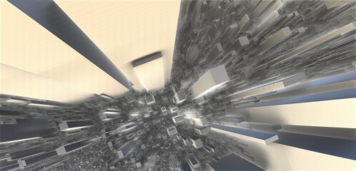 3d rendering of complex city simulation 