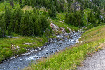 Obraz premium The Firehole Falls in Yellowstone National Park, Wyoming