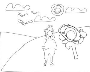 Landscape abstract line drawing.