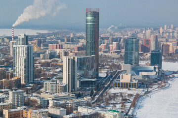 Obraz premium view of the city of Yekaterinburg from above