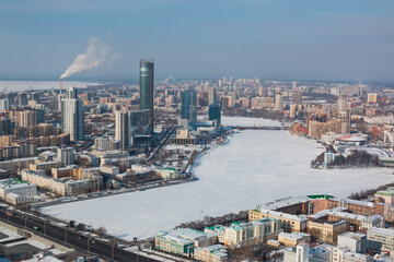 Fototapeta premium view of the city of Yekaterinburg from above