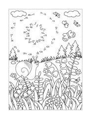Shining sun full page connect the dots puzzle and coloring page, activity sheet for kids. Answer included.
