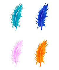 set of watercolor feather isolated 