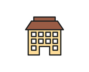 School building line icon. High quality outline symbol for web design or mobile app. Thin line sign for design logo. Color outline pictogram on white background