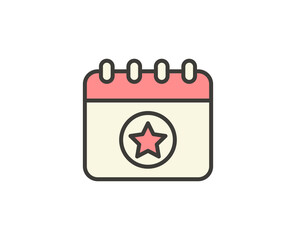 Calendar flat icon. Thin line signs for design logo, visit card, etc. Single high-quality outline symbol for web design or mobile app. Marketing outline pictogram.