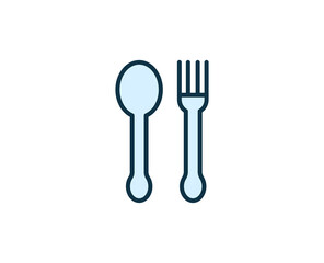 Fork and spoon line icon. High quality outline symbol for web design or mobile app. Thin line sign for design logo. Color outline pictogram on white background