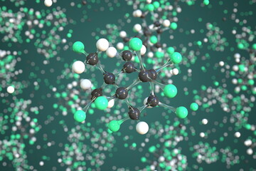 Molecule of toxaphene, conceptual molecular model. Scientific 3d rendering