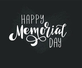 Happy Memorial Day background. National American holiday illustration. Vector Memorial day greeting card. Hand drawn text.
