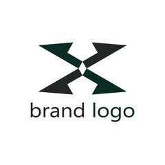 abstract logo letter X in dark green and dark gray color
