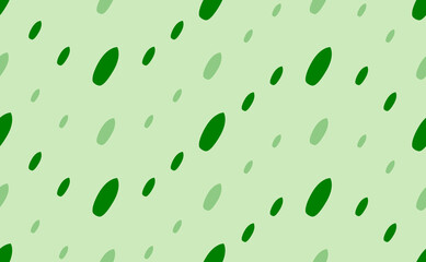 Seamless pattern of large and small green surf board symbols. The elements are arranged in a wavy. Vector illustration on light green background