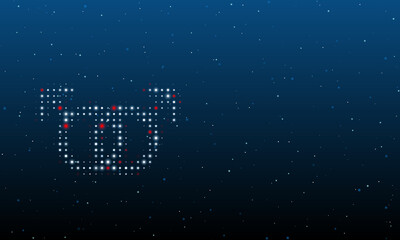 On the left is the homosexual symbol filled with white dots. Background pattern from dots and circles of different shades. Vector illustration on blue background with stars