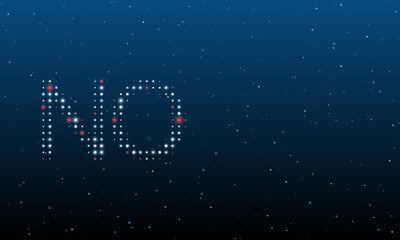 On the left is the no symbol filled with white dots. Background pattern from dots and circles of different shades. Vector illustration on blue background with stars