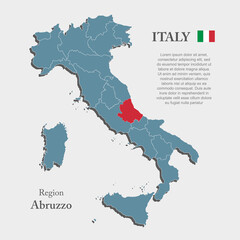 Vector divided map country Italy, region Abruzzo