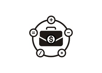 Business mathematics. Simple icon in black and white.