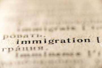 immigration word dictionary - obrazy, fototapety, plakaty