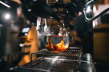 Americano coffee in a mug from the machine