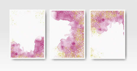 Watercolor wash splash for invitation card template collection