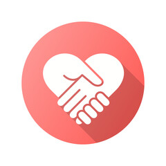 Help icon with long shadow for graphic and web design.