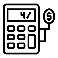 Cash calculator icon. Outline Cash calculator vector icon for web design isolated on white background