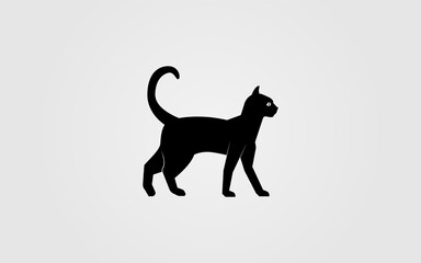 Black cat logo on white background. Illustration design