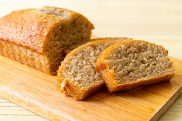 Homemade banana bread sliced