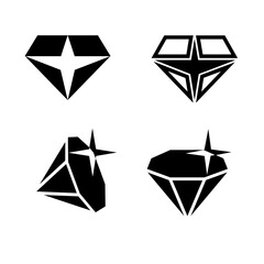 simple diamond icon in perspective. Silhouette, without background, isolated
