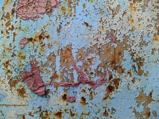 rusty and old metal coating of different colors from metal corrosion