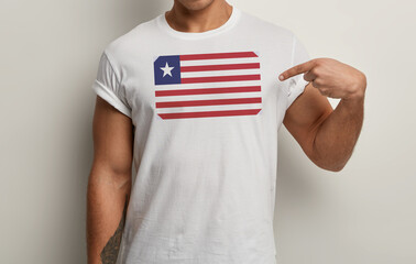 Liberia Flag on white man t-shirt