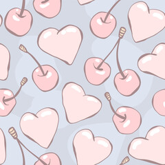 Seamless pattern with cute hearts, background for Valentine's Day. Cartoon style. Elements for the design of textiles, cards, t-shirts,wrapping.