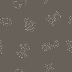 Seamless pattern with variants of Christian symbols for your project