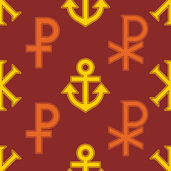 Seamless pattern with variants of Christian symbols for your project