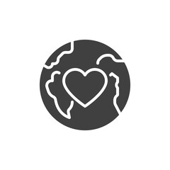 Globe with heart vector icon