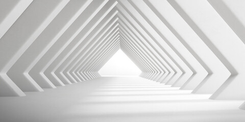 Abstract 3d rendering of empty concrete space with light and shadow on the column structure, Futuristic architecture.