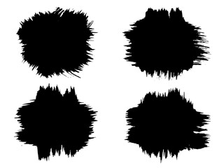 Vector collection or set of artistic black paint, ink or acrylic hand made creative brush stroke backgrounds isolated on white as grunge or grungy art, education abstract elements frame design