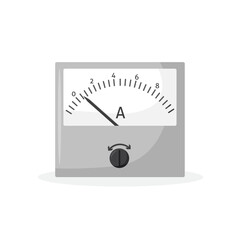 Vector illustration of an isolated ammeter. Power measurement icon. ammeter for measuring amperage in amperes.