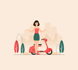 Vector creative flat design scooter icon