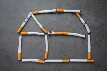 cigarette on the dark background.World no Tobacco day concept.