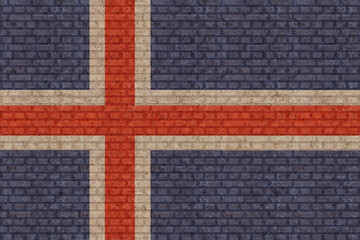 3D Flag of Iceland on brick wall